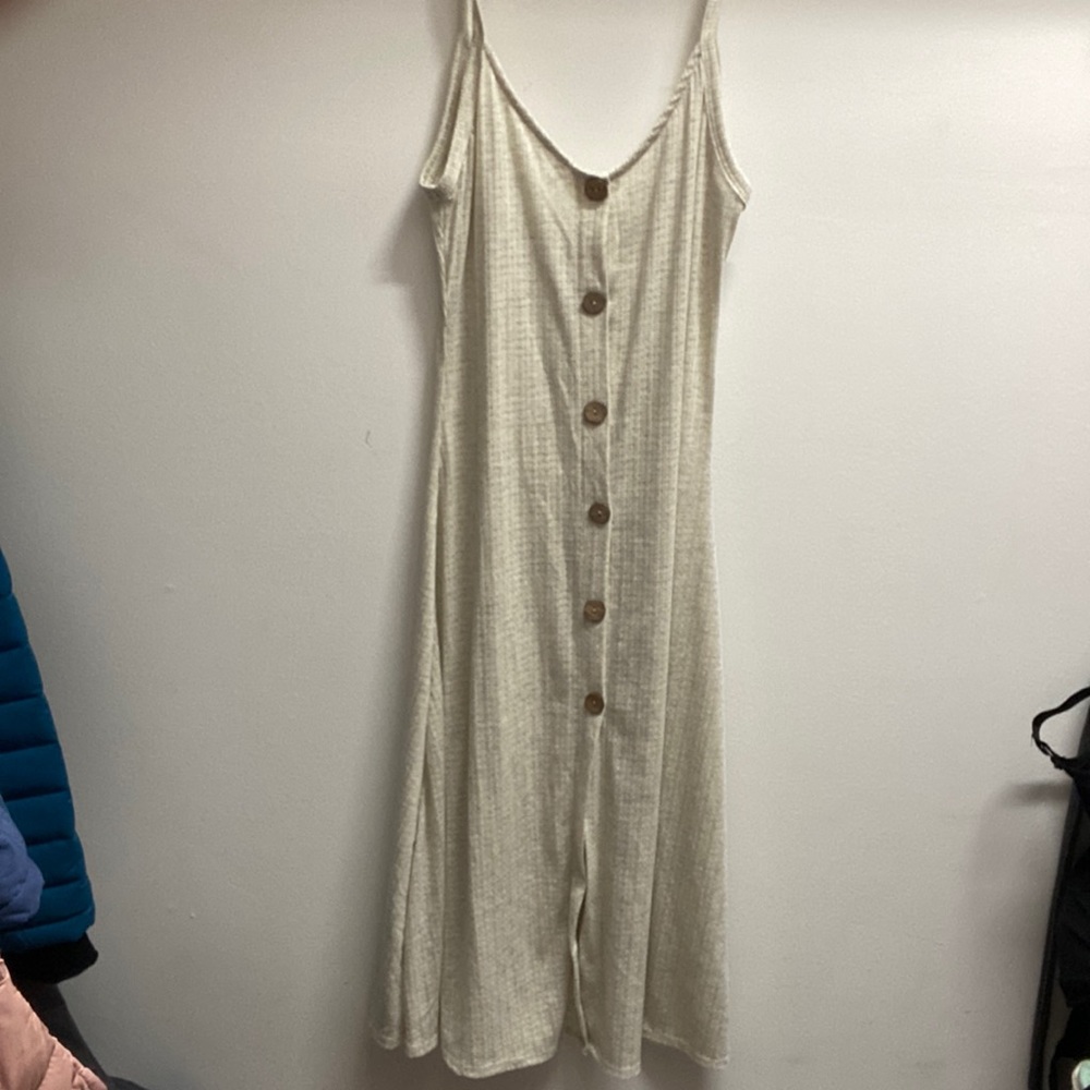 Beige button down Midi dress